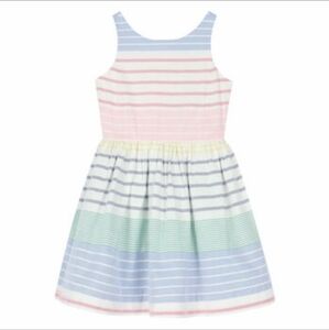 Polo Girls pastel stripped cotton sleeveless dress size 6